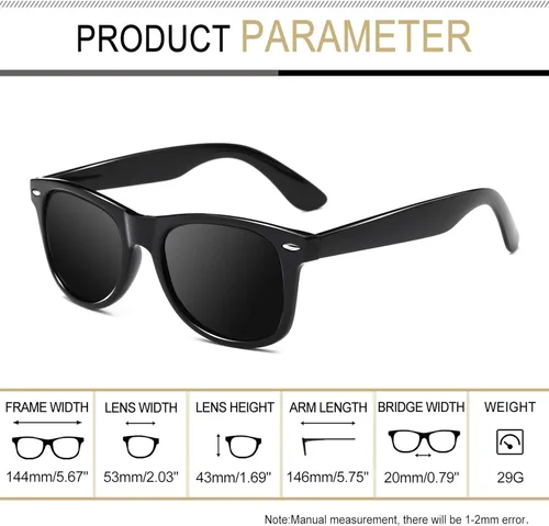 Vista 4 de Joopin Gafas de sol cuadradas polarizadas con protección UV para hombre y mujer