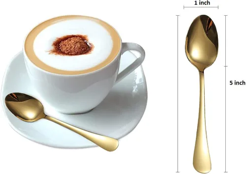 Vista 2 de Comicfs Demitasse - 12 cucharas de café expreso, cucharas de café, mini cuchara de té de acero inoxidable de 5 pulgadas, cuchara pequeña
