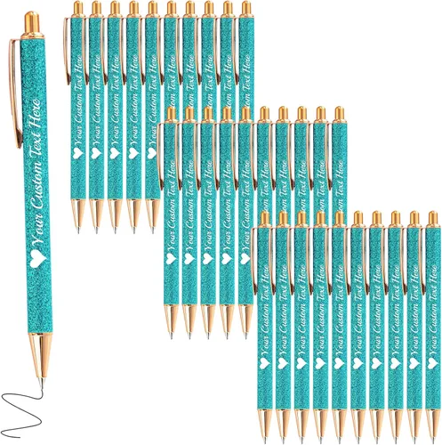 Vista 26 de Bolígrafos de purpurina personalizados con nombre impreso, bolígrafo personalizado con barril de metal, retráctil, bonito y elegante, regalos