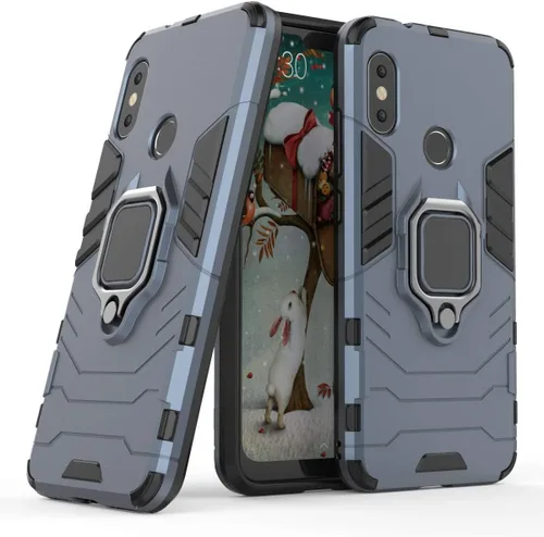 Vista 8 de Compatible con Mi A2 Lite, soporte de anillo de metal a prueba de golpes (funciona con soporte magnético para automóvil), cubierta resistente