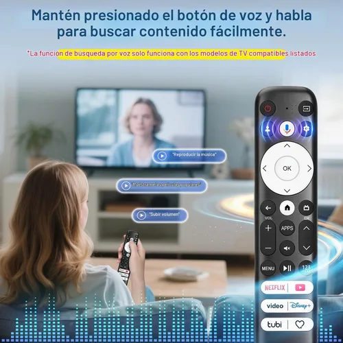 Vista 4 de Mando a distancia por voz de repuesto para Hisense Google TV