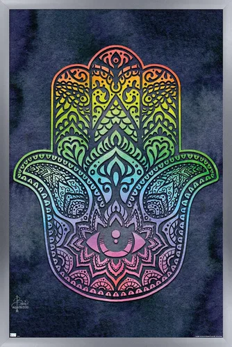 Vista 11 de Trends International Brigid Ashwood - Póster de pared de Hamsa arcoíris, 22.4 pulgadas de largo x 14.7 pulgadas, versión enmarcada de madera