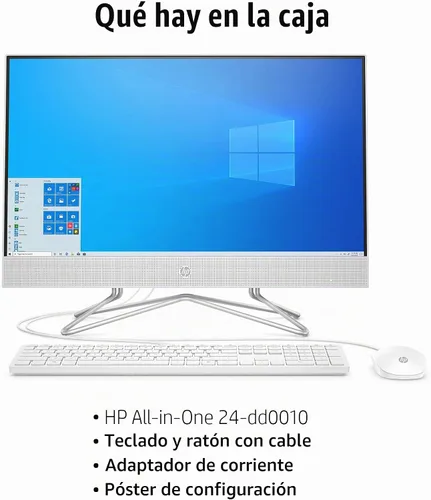 Vista 8 de HP - Computadora todo en uno de 24 pulgadas, procesador AMD Athlon Silver 3050U, 8 GB RAM, 256 GB SSD, Windows 10 Home (24-dd0010, blanco)