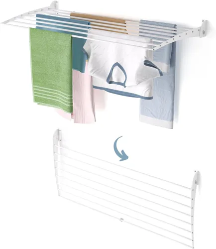 Vista 49 de foxydry Rejilla de secado plegable para montar en la pared, plegable que ahorra espacio, 24 pulgadas Negro - Cerrando