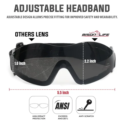 Vista 3 de BISON LIFE Gafas de seguridad Mirage con lente negra, ANSI Z87.1, paquete de 1