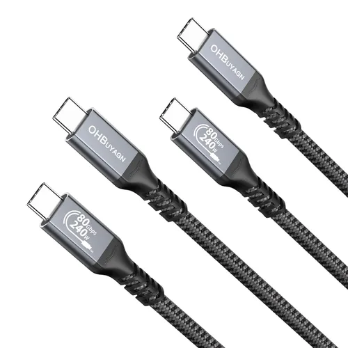 Vista 7 de Cable USB 4 V2 de 80 Gbps para cable corto Thunderbolt 4 de 1.64 pies, ancho de banda Boost 120Gbps para 16K/Dual 8K, PD 240W carga rápida para USB
