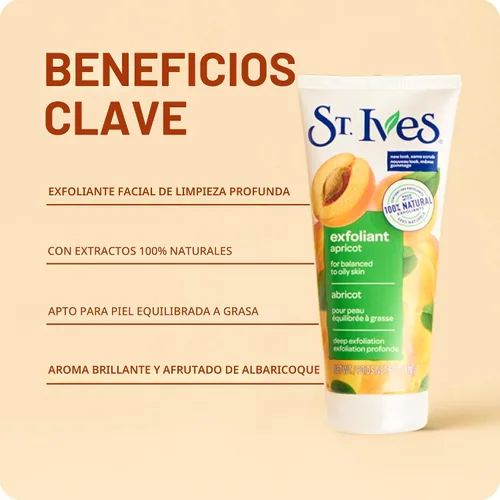 Vista 5 de St. Ives Exfoliante de control de acné para el rostro, piel fresca, albaricoque