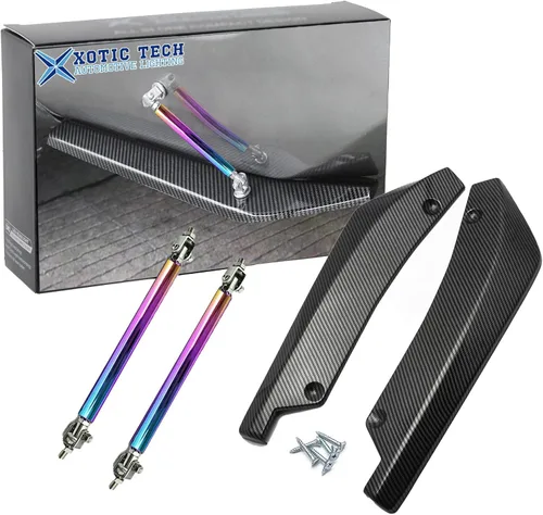 Vista 13 de x xotic tech JDM - Difusor universal para parachoques trasero, divisor de valencia, alerón de alerón, patrón de fibra de carbono con varilla