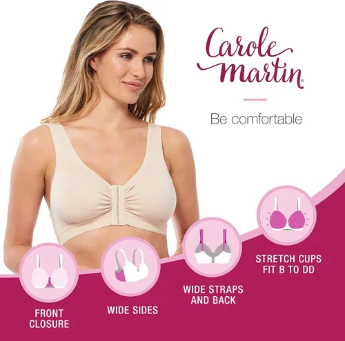Vista 5 de Carole Martin Brasier con cierre frontal de libertad completa, perfecto para dormir, de algodón, sin varillas, para mujer
