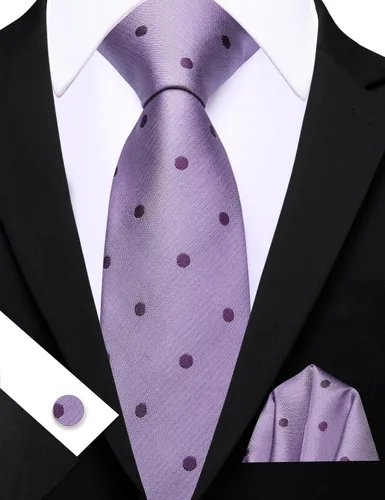 Vista 59 de Barry.Wang Corbatas de seda para hombre, diseño de lunares, gemelos cuadrados de bolsillo, gemelos para negocios, boda