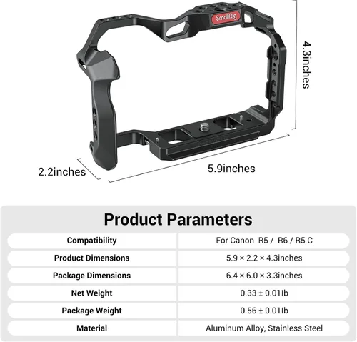 Vista 8 de SmallRig Jaula de cámara R5 R6 para cámara Canon EOS R5 y R6 2982