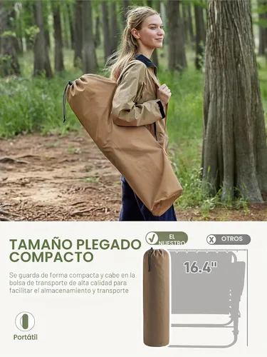 Vista 5 de EVER ADVANCED Silla mecedora de gran tamaño para campamento, mecedora plegable acolchada para adultos con reposabrazos duros, silla portátil