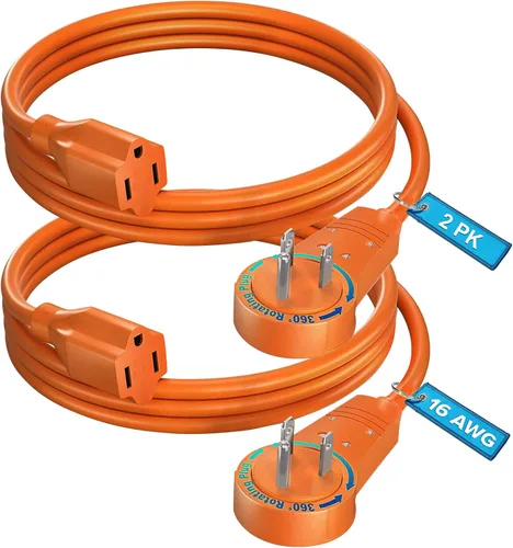Vista 16 de Maximm Cable de extensión de enchufe plano giratorio de 360° de 0.5 pies, cable de alimentación de 3 clavijas, cable de alimentación de 16 Awg