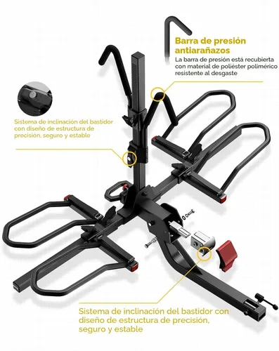 Vista 3 de KYX - Soporte de enganche para bicicleta eléctrica de 220 lb, soporte de enganche para 2 bicicletas estilo plataforma para automóviles, camiones