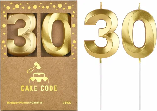 Vista 27 de Velas de cumpleaños de oro con diamantes de 2.76 pulgadas, velas de números dorados, velas de números de pastel, celebración de fiesta