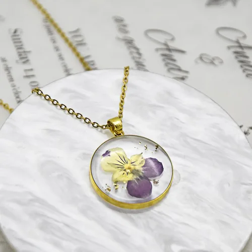 Vista 154 de Pressed Flower Necklace Gift for Women Personalized Handmade Necklaces Birth Flower Necklace