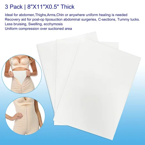Vista 4 de Paquete de 3 Espumas Lipo - Tabla Abdominal Post Cirugía para Uso con Prendas de Compresión Abdominal Aplanadoras Post Cirugía de Liposucción