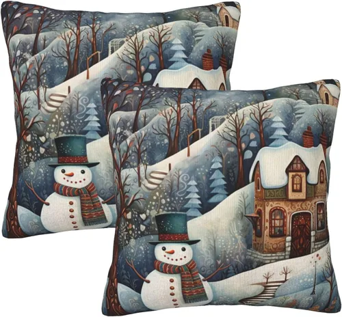 Vista 37 de Fundas de Almohada Flor de Pascua Dorada Copo de Nieve Navidad Xmas Juego de 2 Fundas de Almohadas Cuadradas Funda de Cojín Fundas de Almohadas