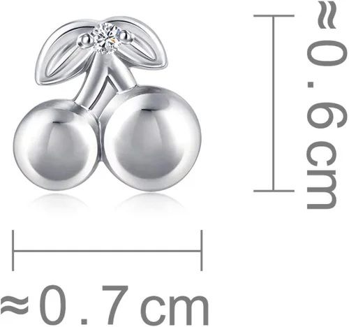 Vista 4 de Chow Sang Sang 950 Platinum Cherry Diamond - Aretes individuales para mujer 92120E se venden solos no pares