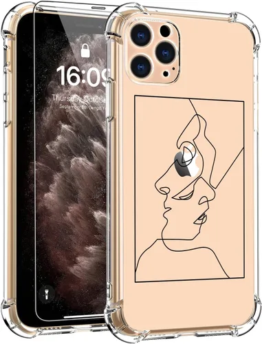 Vista 15 de LUXVEER Funda para iPhone 11 Pro con protector de pantalla, elegante diseño floral en TPU suave transparente, ajuste delgado, funda protectora