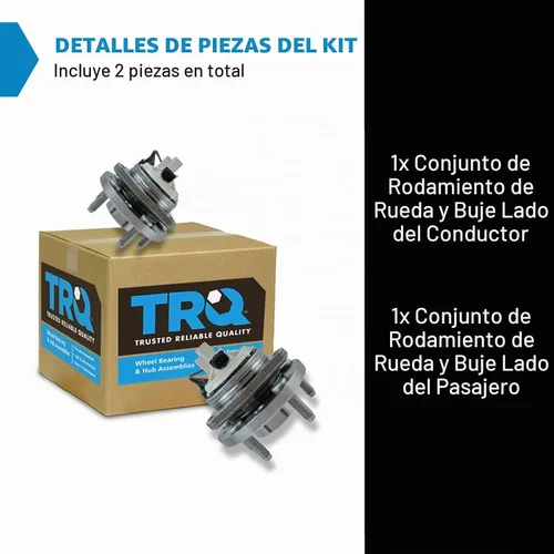 Vista 3 de Conjunto de rodamiento de rueda delantera de 2 piezas y buje TRQ Compatible con Pontiac Solstice 2006-2009 Saturn Sky 2007-2010