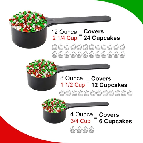 Vista 3 de Confetti Christmas Sprinkles – Bolsa de dulces resellable de pie de 4 onzas – Mezcla de chispitas navideñas – Quins blancas, verdes y rojas