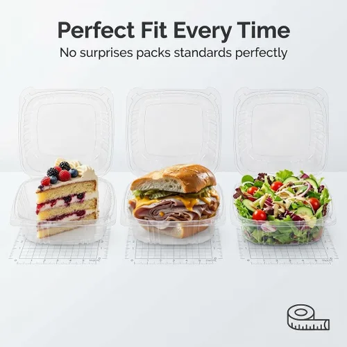 Vista 6 de Mr Miracle - Envases de almeja de plástico transparente desechables, resistentes a fugas y duraderos para entregas como Uber Eats, ideales