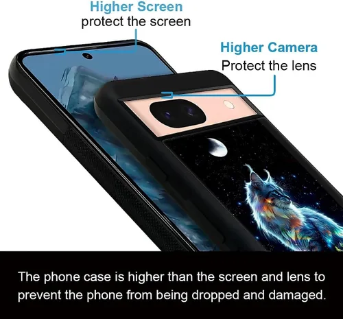 Vista 180 de Compatible con Google Pixel 4A 5G Mobile Case Creative Acrylic Panel trasero Silicona Protección Grip especialmente diseñado para Google Pixel 4A 5G