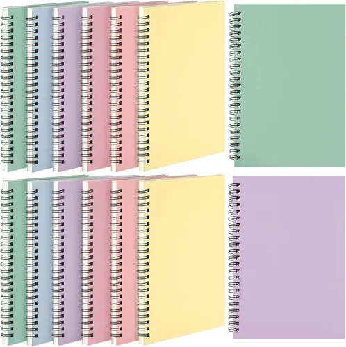 Vista 13 de Leelosp 12 cuadernos pequeños en espiral forrados en espiral, cuaderno con rayas universitarias, cubierta de papel kraft encuadernado con alambre