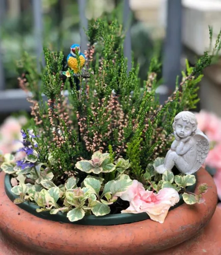 Vista 8 de MUAMAX Juego de 2 estacas decorativas para jardín de ángeles, adornos de ángel de jardín en miniatura, estatua conmemorativa de ángel, accesorios