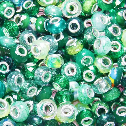 Vista 18 de ZYEHXED 60 Piezas Cuentas Negras de Agujero Grande, Cuentas Grandes de Artesanía Europea, Cuenta de Lampwork Murano de Agujero Grande, Cuenta