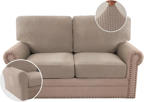 Vista 47 de H.VERSAILTEX Fundas elásticas para sillas de varias piezas, fundas para cojines ajustables para asiento y respaldo