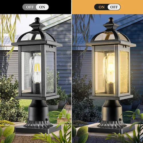 Vista 5 de Darkaway Luces de poste para exteriores, postes de iluminación al aire libre, luces de poste de aluminio impermeables con vidrio, luces de poste