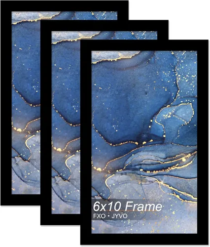 Vista 204 de Fxojyvo Marco de fotos de 5 x 8 pulgadas, marco negro para póster de fotos de 5 x 8 pulgadas, peso ligero y altamente transparente, marco de 5 x 8