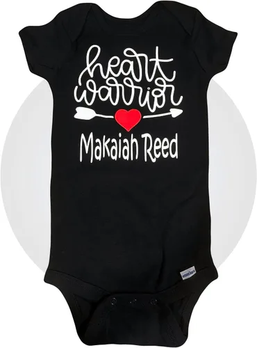 Vista 11 de Regalos de guerrero del corazón - Body personalizado 100% algodón - Talla unisex - Negro o blanco disponible - Ropa de bebé CHD