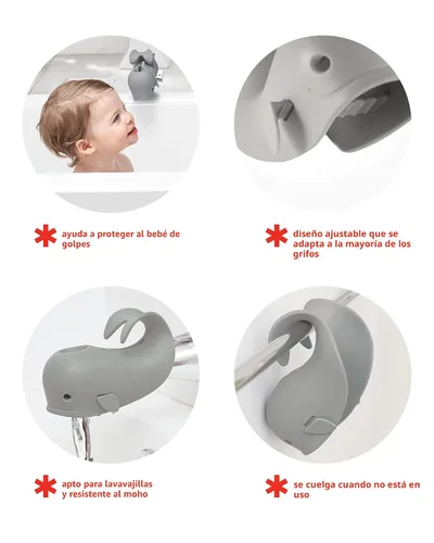 Vista 3 de Skip Hop Cubierta para boquilla de baño para bebé, ajuste universal, color gris MOBY