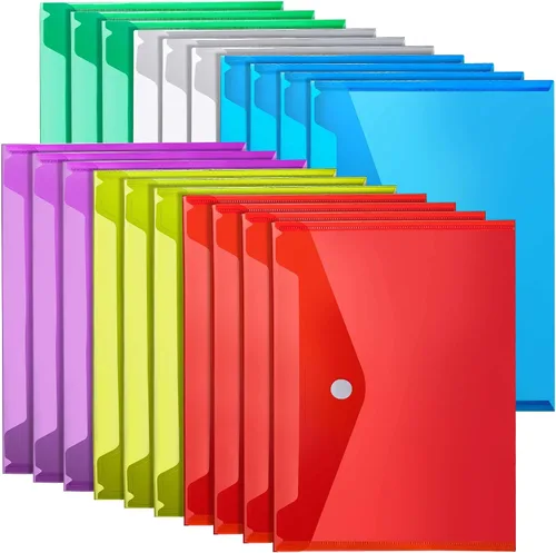 Vista 9 de LEOBRO Carpetas de archivos de plástico para documentos, 6 sobres de plástico, carpetas de archivos transparentes reutilizables, bolsas de archivos