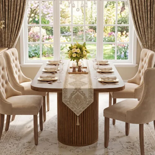 Vista 32 de Mesa de comedor extra larga de 78.7 pulgadas para 6-10 personas, mesa de cocina moderna con bases estriadas, mesa de comedor rectangular de granja