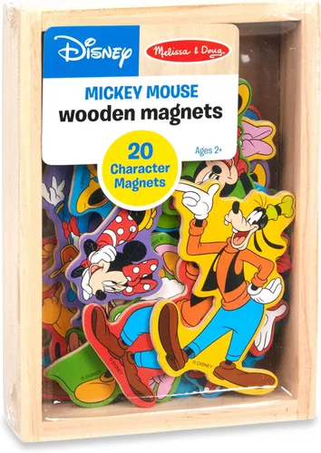 Vista 6 de Melissa & Doug Imanes de madera de personajes de Mickey Mouse de Disney (20 piezas), juguetes para fanáticos de Disney, imanes de nevera de Mickey