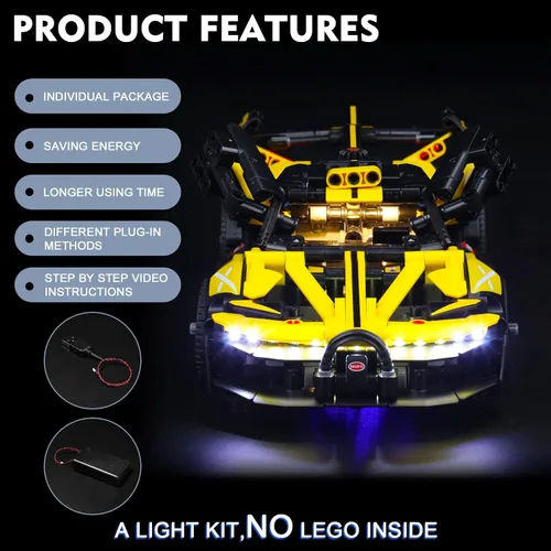 Vista 3 de Luz BrickBling compatible con LEGO Technic Bugatti Bolide 42151 Kit de iluminación creativa (ladrillos no incluidos)
