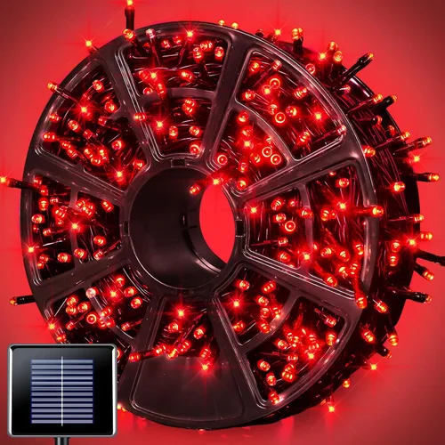 Vista 10 de JMEXSUSS - Paquete de 2, luces solares de Navidad cálidas y multicolor para exteriores, cada una con 100 LED, 10 metros, luces solares impermeables