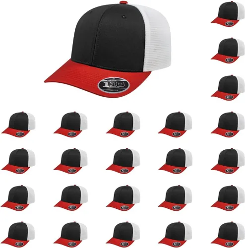 Vista 23 de Cap America i8502 Flexfit 110 Premium - Gorra de camionero de perfil medio con 6 paneles de malla trasera con protección UV y cierre ajustable
