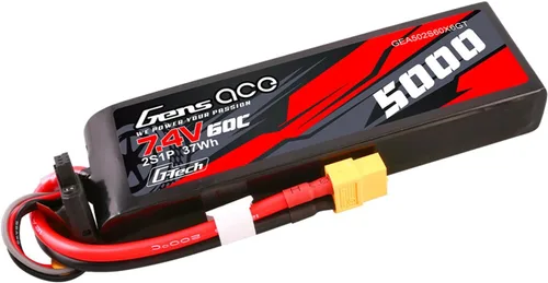 Vista 3 de Gens ace Paquete de baterías G-Tech Lipo de tamaño corto 5000mAh 2S1P 7.4V 60C con enchufe XT60 (2 piezas)