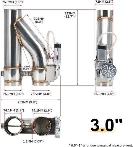 Vista 3 de Kit universal de tubo de escape de acero inoxidable de 3 pulgadas