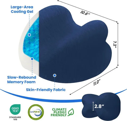 Vista 2 de Almohada de rodilla para personas que duermen de lado, almohada de espuma viscoelástica de gel refrescante para dormir de lado, en forma de corazón