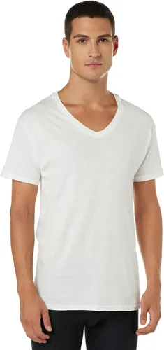 Vista 3 de Hanes Camiseta interior de algodón sin etiqueta con cuello en V para hombre, paquete múltiple