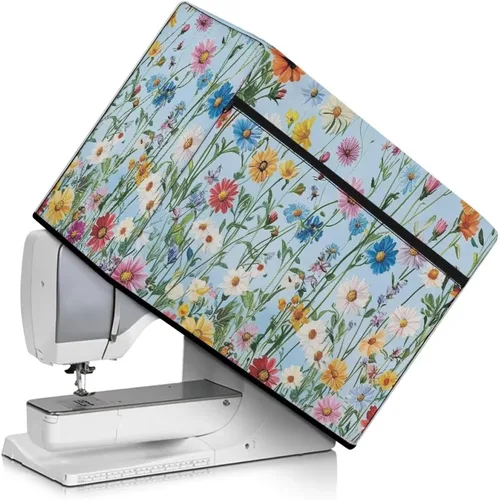 Vista 9 de Funda para máquina de coser de girasoles de otoño con prácticos bolsillos, cubierta protectora duradera acolchada contra el polvo, accesorios