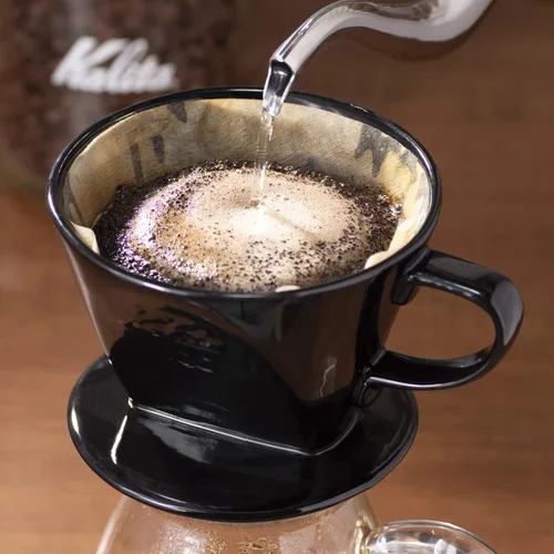Vista 4 de Kalita Gotero de café de cerámica (negro) para 2-4 tazas (#02005)