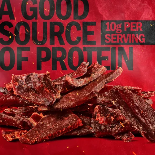Vista 3 de Jack Link's carne de res Jerky, original, bolsa grande de media libra - bocadillo de carne sabrosa, listo para comer, aperitivos de proteína con 10g