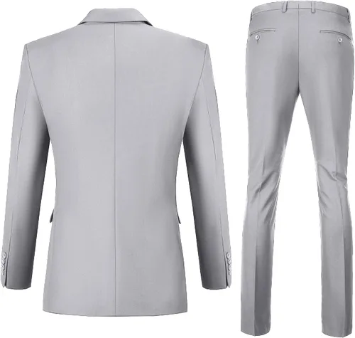 Vista 3 de Traje de hombre de 2 piezas para novio, esmoquin para padrinos de boda, blazer de graduación, trajes ajustados, con dos botones, chaqueta de boda